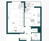 2-комн, 75кв м, этаж 11/19 городской округ Липецк