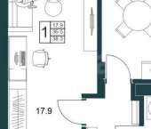 1-комн, 40кв м, этаж 9/19 Минская улица, 6Б