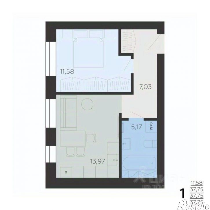 1-комн квартира