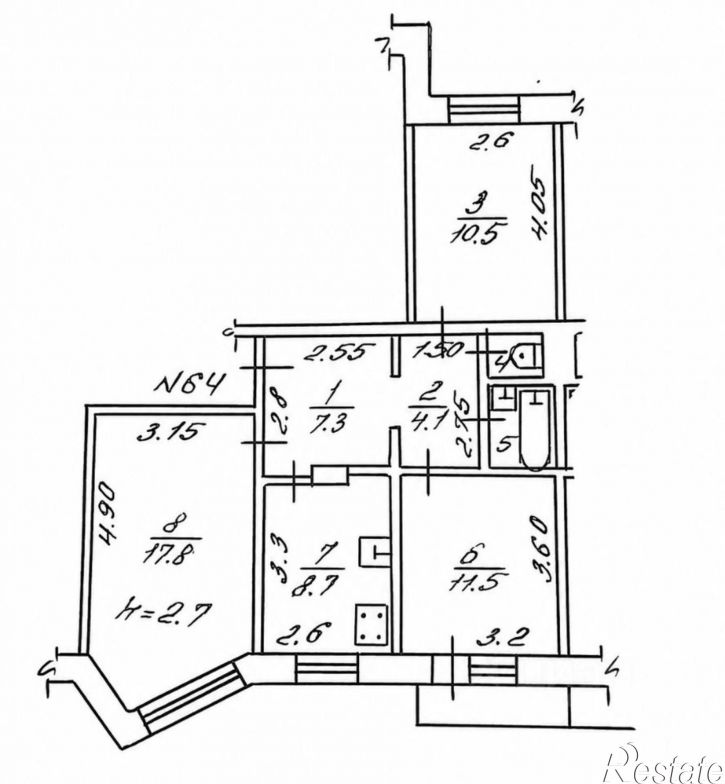 3-комн квартира Елец, улица Черокманова, 17