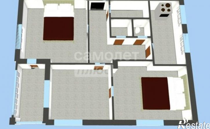 3-комн квартира Липецк, улица Андрея Смыслова, 1